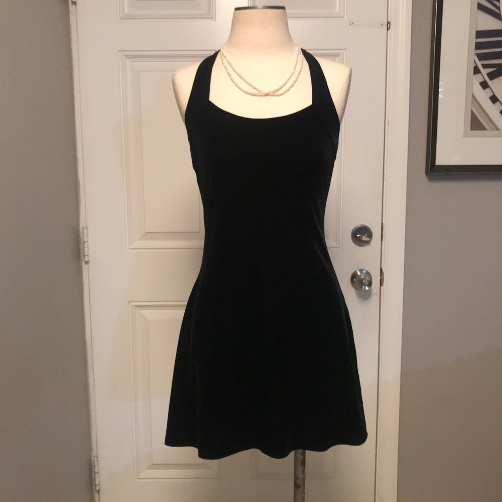 Roberta Black Halter Velvet Dress